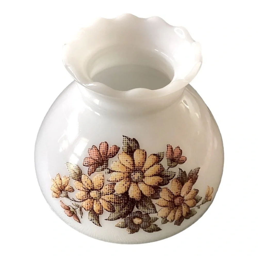 Hurricane Lamp Shade REPLACEMENT Vintage Milk Glass Pink Yellow Green Florals